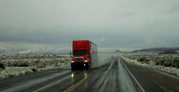 Truck on the icy road