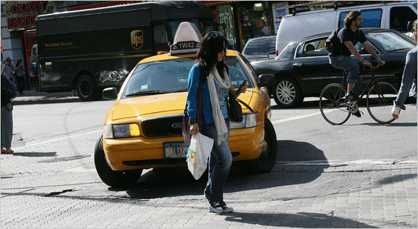 Pedestrian in danger because of texting while walking